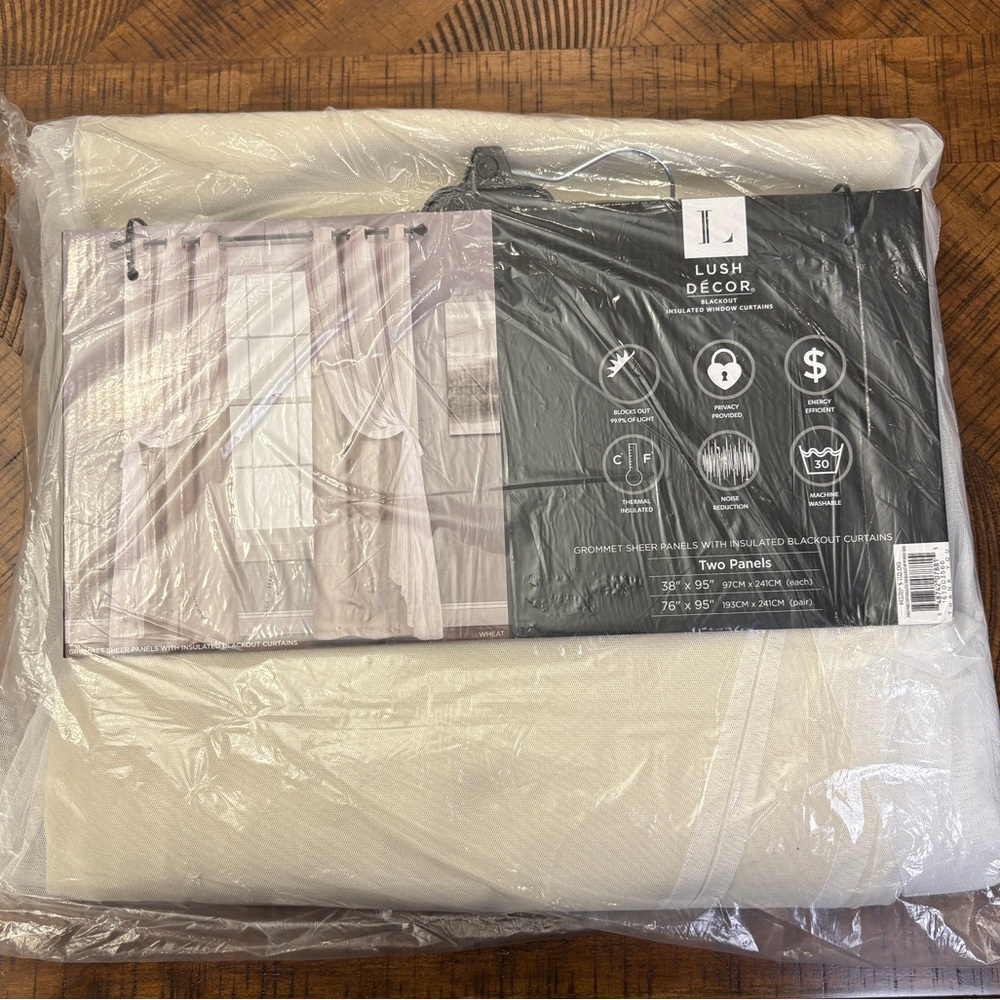 NWT Lush Decor Drapes Curtains Blackout Panel Set with Sheer Overlay Set… - Picture 6 of 8